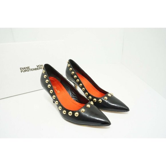 DVF Diane Von Furstenberg Meine 2 Women’s Pumps Black Leather Size 5 M $298 - Picture 2 of 10